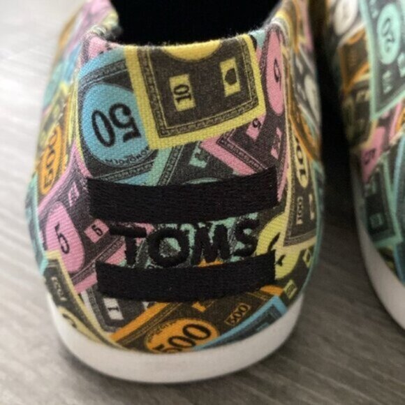 Toms x Monopoly Alpargata Slip-On Shoes Mens 9 Multicolor Multi Money Print LE - Picture 11 of 12